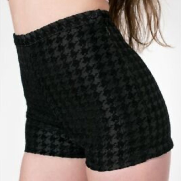 American Apparel Black Houndstooth Tap Shorts - Picture 3 of 8